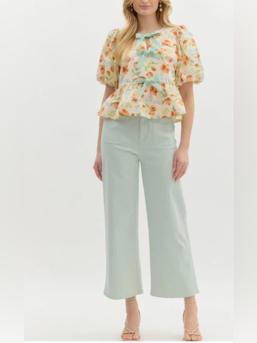 entro Pastel Mint Wide-Leg Jeans